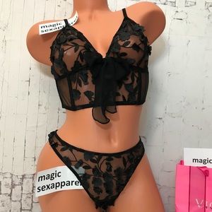 VS LUXE S M L XL BRA PANTY SET EMBROIDERY FLORAL